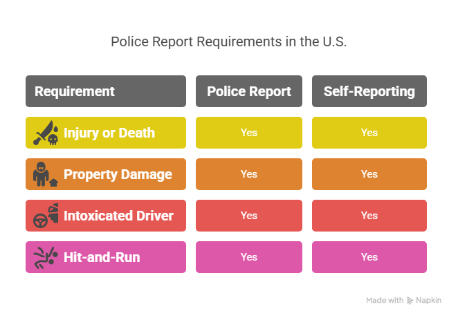 Police report requirements in the U.S.