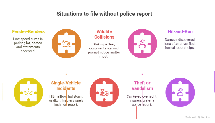 Situations to file without a police report